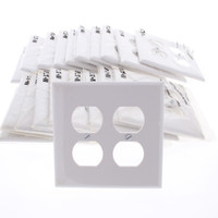 20 Eaton White Mid-Size 2G UNBREAKABLE Receptacle Wallplate Outlet Covers PJ82W