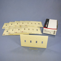 10 Cooper Ivory 4-Gang Mid-Size UNBREAKABLE Toggle Switch Wallplate Covers PJ4V