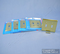 5 Leviton Polished Brass 2-Gang Toggle Switch Cover Wall Plates Switchplates 89709