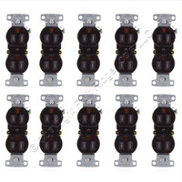 10 Hubbell Brown TAMPER RESISTANT Duplex Receptacles 15A 125V Push Terminal