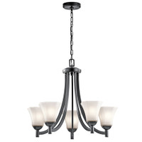 Kichler 43631BK 5-Light Black Chandelier w/ Satin Etched w/ White Inside Shade
