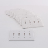 10 Eagle White Four-Gang Midi Toggle Switches Wall Plates 2054W-BOX