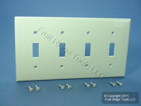 Leviton Light Almond 4-Gang UNBREAKABLE Toggle Switch Cover Nylon Wallplate 80712-T