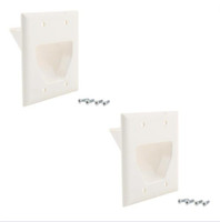 2 Eaton White 2G Multimedia Cable Wire Routing/Management Wallplates Recessed
