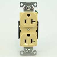 Cooper Ivory Construction 20A 125V 2-Pole 3-Wire NEMA 5-20 Back & Side Wire Grounding Compact Duplex Receptacle 5362CV