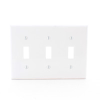 Eaton 5141W Standard Size Nylon 3-Gang Toggle Switch Wallplate White