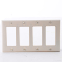 Eaton Light Almond Standard Decorator 4-Gang Thermoset Wallplate GFCI GFI Cover 2164LA