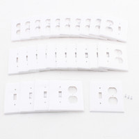 25 Mulberry UNBREAKABLE White 2-Gang Combination Toggle Plate Duplex Outlet Switchplate Wallplate 32832