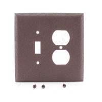Mulberry Brown Wrinkle Jumbo/Oversize 2-Gang Combination Toggle Switch Duplex Receptacle Wallplate 98832