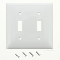 Mulberry White UNBREAKABLE Standard 2-Gang Toggle Switch Wallplate Cover Switchplate 90072