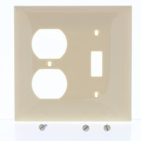Mulberry 2-Gang Ivory UNBREAKABLE Combination Toggle Switch Duplex Outlet Cover Receptacle Wallplate 92532
