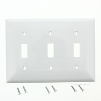 Mulberry White UNBREAKABLE Standard 3-Gang Toggle Switch Wallplate Cover Switchplate 90073