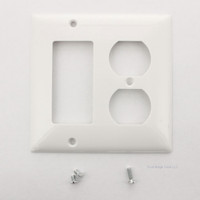 Mulberry White 2-Gang UNBREAKABLE Combination Duplex Outlet GFCI Receptacle Cover Decorator Rocker Wallplate 90672