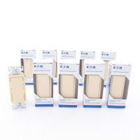 10 Eaton Ivory Decorator Rocker Light Switches 15A Single Pole 120/277V 7501V