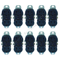 10 Leviton Black Duplex Receptacle Outlet No Plaster Ears 15A 5-15R Bulk 5320-4E