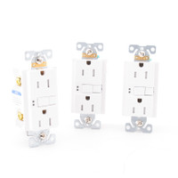 3pk Eaton White Tamper Resistant GFCI Self-Test Outlet Receptacle 5-15R 15A TRSGF15W