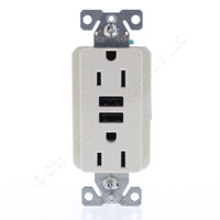 Eaton Light Almond Tamper Resistant 15A Outlet Receptacle 3.6A USB Charger TR7765LA