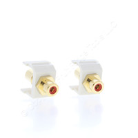 Hubbell Light Almond Snap-Fit Keystone RCA Audio Video Cable Coaxial Jack Red Center Rear RCA Termination SFRCRFFLA