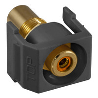 Hubbell Black Recessed Snap-Fit Keystone RCA Audio Video Cable Coaxial Jack Orange Center Rear RCA Termination SFRCORRBK