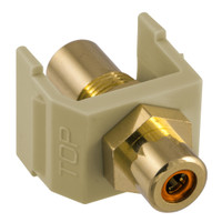 Hubbell Ivory Snap-Fit Keystone RCA Audio Video Cable Coaxial Jack Orange Center Rear RCA Termination SFRCORFFEI