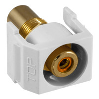 Hubbell White Recessed Snap-Fit Keystone RCA Audio Video Cable Coaxial Jack Orange Center Rear RCA Termination SFRCORRW