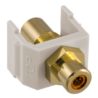 Hubbell "Office White" Snap-Fit Keystone RCA Audio Video Cable Coaxial Jack Orange Center Rear RCA Termination SFRCORFFOW