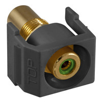Hubbell Black Recessed Snap-Fit Keystone RCA Audio Video Cable Coaxial Jack Green Center Rear RCA Termination SFRCGNRBK