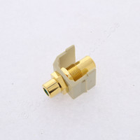 Hubbell Ivory Snap-Fit Keystone RCA Audio Video Cable Coaxial Jack Green Center Rear RCA Termination SFRCGNFFEI