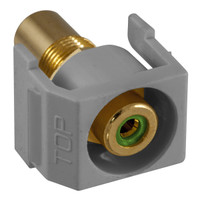 Hubbell Gray Recessed Snap-Fit Keystone RCA Audio Video Cable Coaxial Jack Green Center Rear RCA Termination SFRCGNRGY