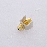 Hubbell "Office White" Snap-Fit Keystone RCA Audio Video Cable Coaxial Jack Green Center Rear RCA Termination SFRCGNFFOW