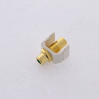 Hubbell "Office White" Snap-Fit Keystone RCA Audio Video Cable Coaxial Jack Green Center Rear RCA Termination SFRCGNFFOW