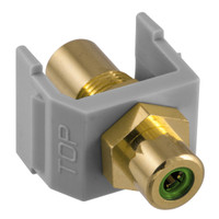 Hubbell Gray Snap-Fit Keystone RCA Audio Video Cable Coaxial Jack Green Center Rear RCA Termination SFRCGNFFGY