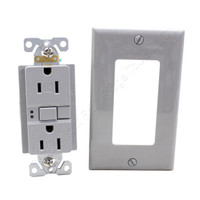 Eaton Gray Tamper Resistant GFCI Self-Test Outlet Duplex Receptacle NEMA 5-15R 15A TRSGF15GY