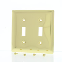 Pass & Seymour Polished Solid Brass 2-Gang Toggle Switch Cover Wallplate SB2-PBCC10