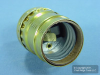 Leviton Polished Gilt Keyless Light Socket Brass Lamp Holder Short Electrolier 1/8 IPS Bushing 9347-PG