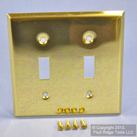 Leviton Polished Brass 2-Gang Toggle Switch Cover Wall Plate Switchplate 89709