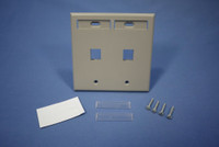 Leviton Gray Quickport 2-Gang 2-Port Cubicle Jack Wall Plate ID Window 42080-2GP