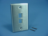 Leviton 2-Port Stainless Steel Quickport Jack Wall Plate Box Mount 43080-1S2-320