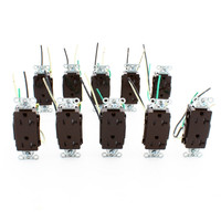 10 Hubbell Brown 20A TR Decorator Outlets 5-20R w/ 6.5" Stranded Leads DR20TRP2