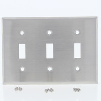 Eaton NON-MAGNETIC Stainless Steel 3-Gang Toggle Switch Cover Wallplate Switchplate 93073