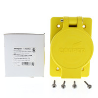 Cooper Yellow Single Watertight Locking Receptacle Back Wire Non-Grounding NEMA L19-20R 20A 277/480V 3PH 4P4W L1920RW