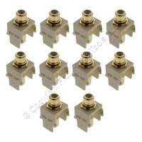 10 Leviton Ivory Quickport Stereo RCA Jacks Gold Plated Black Stripe 40830-BIE