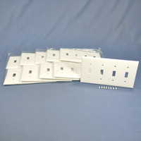 10 Cooper White 4-Gang Toggle Light Switch Cover Thermoset Plastic Wallplate Switchplates 2154W