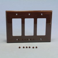 Cooper Brown 3-Gang Decorator UNBREAKABLE Mid-Size Wallplate GFI GFI Nylon Cover PJ263B