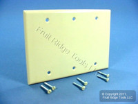 New Leviton Ivory 3-Gang Blank Cover Thermoset Plastic Wallplate Box Mount 86033