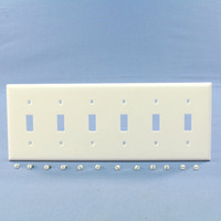 Cooper White 6-Gang Toggle Light Switch Cover Thermoset Plastic Wallplate Switchplate 2156W