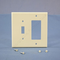 Leviton LARGE Light Almond 2-Gang Leviton Decora Switch Cover GFI Wallplate 80605-T