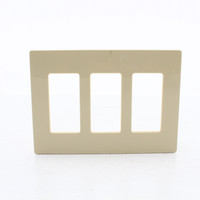 Hubbell Ivory SCREWLESS Snap-On 3-Gang Wallplate Decorator Rocker GFCI RCW3I