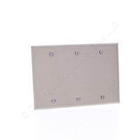 Cooper ANTIMICROBIAL 3-Gang Stainless Steel Blank Cover Wallplate Box Mount 91153AM