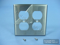 Leviton NON-MAGNETIC Stainless Steel 2-Gang Receptacle Wallplate Duplex Outlet Cover 84016-40